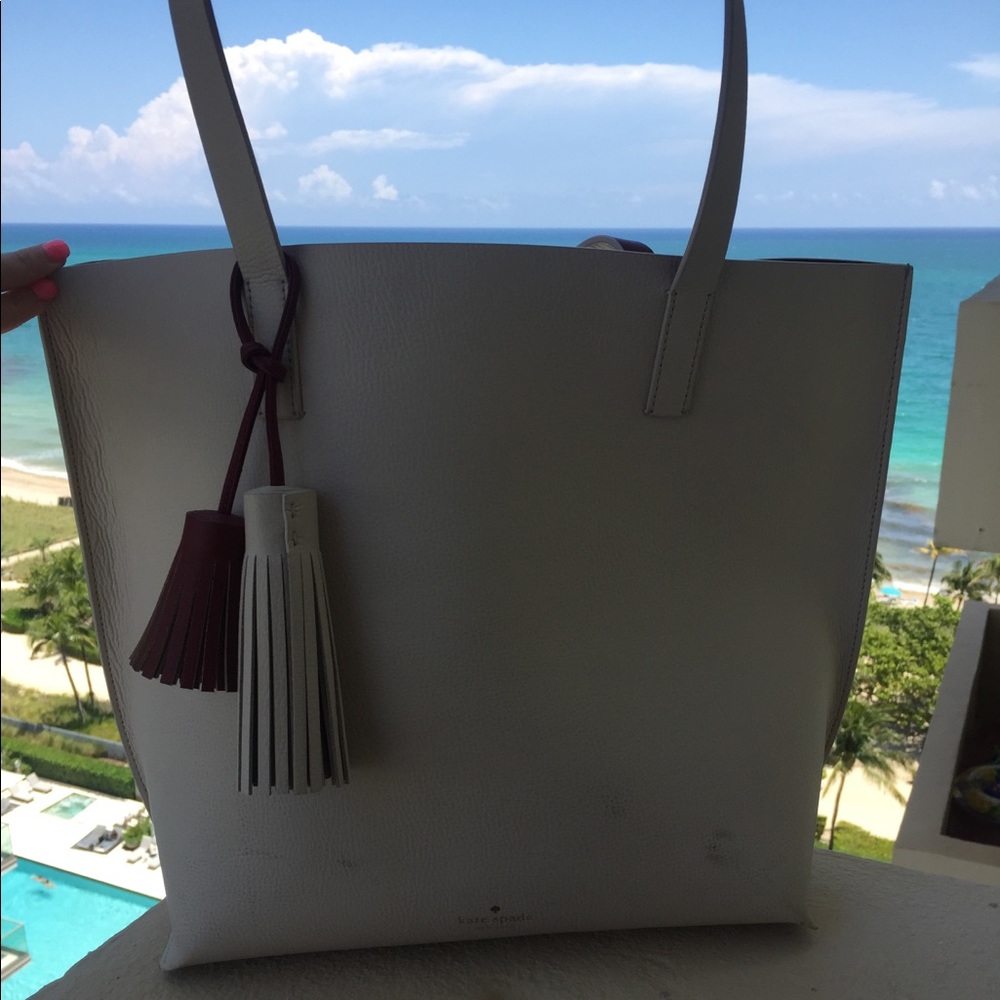 Large Cream Kate Spade Tassel Tote